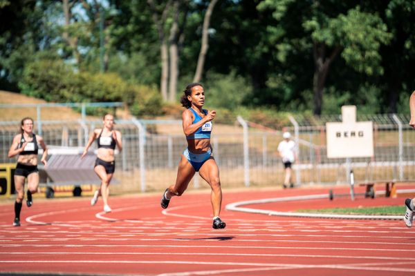 Hannah Omer (Rukeli Trollmann e. V.) am 02.07.2022 waehrend den NLV+BLV Leichtathletik-Landesmeisterschaften im Jahnstadion in Goettingen (Tag 1)